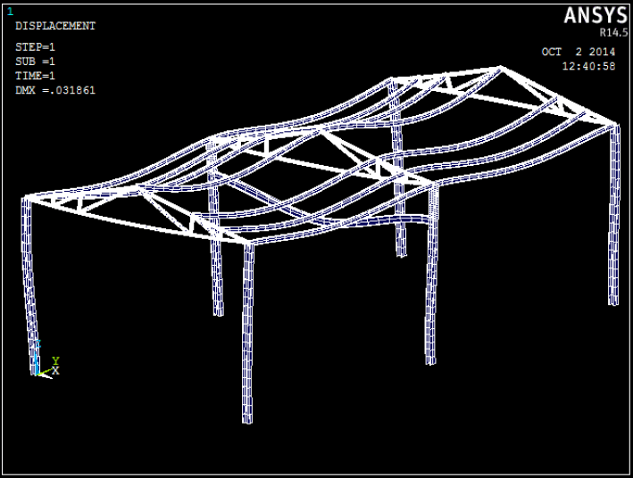 Nave Industrial modelizada con Ansys